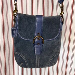 Blue Suede Crossbody Bag